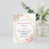 Eleganter geometrischer rosafarbener Junggeselinne Einladungspostkarte (Stehend Vorderseite)