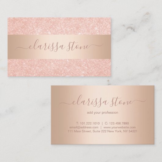 Eleganter, geometrischer Rose-Gold-Glitzer Visitenkarte (Vorne/Hinten)