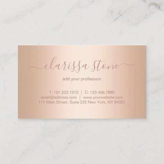 Eleganter, geometrischer Rose-Gold-Glitzer Visitenkarte (Rückseite)