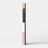 Eleganter geometrischer Rose Goldmarmor Glitzer Case-Mate iPhone Hülle (Rückseite / Links)