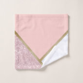 Eleganter geometrischer Rose, vergoldeter Glitzer, Badhandtuch Set (Waschlappen)