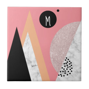 Eleganter geometrischer Rose, vergoldeter Glitzer, Fliese