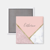 Eleganter geometrischer Rose, vergoldeter Glitzer, Magnet (Vorderseite/Rückseite)