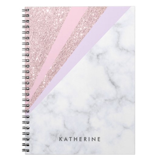 Eleganter geometrischer Rose, vergoldeter Glitzer, Notizblock (Vorderseite)