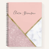 Eleganter geometrischer Rose, vergoldeter Glitzer, Notizblock (Vorderseite)