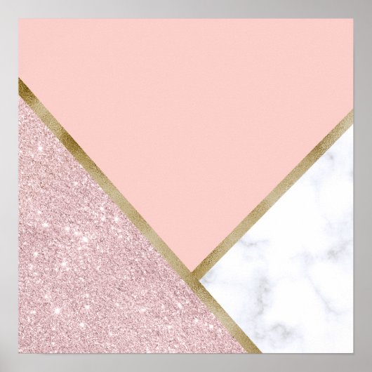 Eleganter geometrischer Rose, vergoldeter Glitzer, Poster (Vorne)