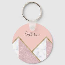 Eleganter geometrischer Rose, vergoldeter Glitzer, Schlüsselanhänger