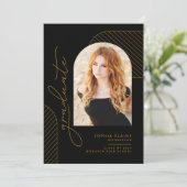 Eleganter geometrischer Schwarzer Abschluss Ankündigung (Stehend Vorderseite)