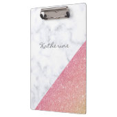 Eleganter geometrischer, weißer Marmor Rose Gold G Klemmbrett (Links)