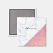 Eleganter geometrischer, weißer Marmor Rose Gold G Magnet (Vorderseite/Rückseite)