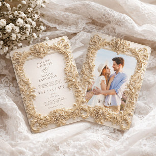 Eleganter geprägter Stil Rahmen Barock-Hochzeit Einladung