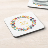 Eleganter gerade verheirateter BlumenUntersetzer Getränkeuntersetzer (Linke Seite)