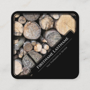 Eleganter, gerahmter Holzstapel aus  Holz Quadratische Visitenkarte