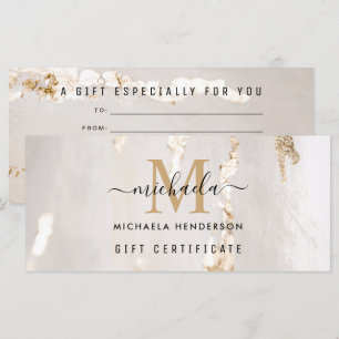 Eleganter Geschenkgutschein mit Goldfolien-Monogra