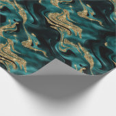 Eleganter geschmolzener Aquamariner und Gold Glitz Geschenkpapier (Ecke)