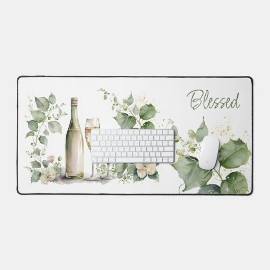 Eleganter gesegneter Wein und Florals Schreibtischunterlage (Tastatur & Maus)