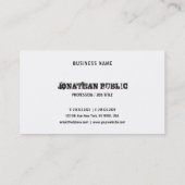 Eleganter gestörter Text Schwarz/Weiß Minimalistis Visitenkarte (Rückseite)