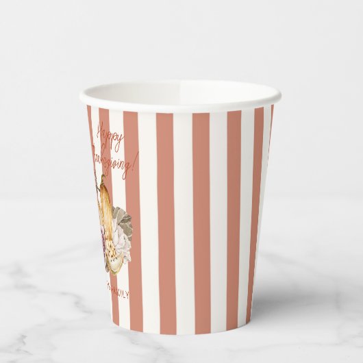 Eleganter gestreifter Erntedank Ernte Pappbecher (Links)