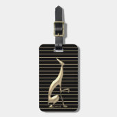 Eleganter gestreifter schwarzer und goldener Grauh Gepäckanhänger (Vorderseite vertikal)