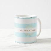 Eleganter gestreifter Turquoise- und Goldzirkel Kaffeetasse (VorderseiteRechts)