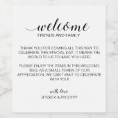 Eleganter Gift Basket Willkommen bei Hochzeit Weinetikett (Einzelnes Label)