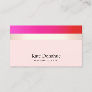 Eleganter Girly Hot Pink Gold Striped Cosmetologe Visitenkarte