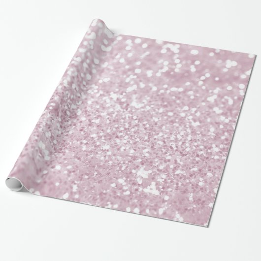 Eleganter Girly rosa weißer Imitat-Glitzer Geschenkpapier (Ungerollt)