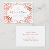 Eleganter Girly Rose Gold Damask gestylter Rahmen Visitenkarte (Vorne/Hinten)