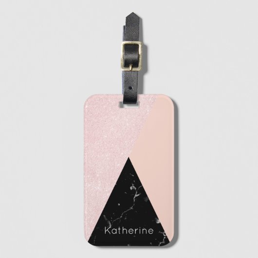 Eleganter girly RosengoldGlitter u. hinterer Gepäckanhänger (Vorderseite Vertikal)