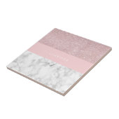 Eleganter girly RosengoldGlitter u. weißer Marmor Fliese (Seite)