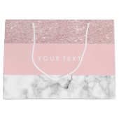 Eleganter girly RosengoldGlitter u. weißer Marmor Große Geschenktüte (Vorderseite)