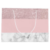Eleganter girly RosengoldGlitter u. weißer Marmor Große Geschenktüte (Rückseite)