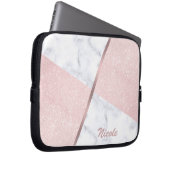 Eleganter girly RosengoldGlitter u. weißer Marmor Laptopschutzhülle (Vorne Rechts)