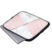 Eleganter girly RosengoldGlitter u. weißer Marmor Laptopschutzhülle (Vorne Knopf)