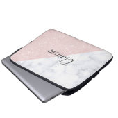 Eleganter girly RosengoldGlitter u. weißer Marmor Laptopschutzhülle (Vorne Knopf)