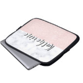 Eleganter girly RosengoldGlitter u. weißer Marmor Laptopschutzhülle (Vorne Knopf)