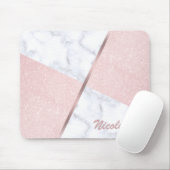 Eleganter girly RosengoldGlitter u. weißer Marmor Mousepad (Mit Mouse)