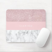 Eleganter girly RosengoldGlitter u. weißer Marmor Mousepad (Mit Mouse)