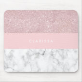 Eleganter girly RosengoldGlitter u. weißer Marmor Mousepad (Vorne)