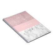 Eleganter girly RosengoldGlitter u. weißer Marmor Notizblock (Rechte Seite)