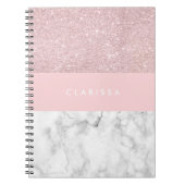 Eleganter girly RosengoldGlitter u. weißer Marmor Notizblock (Vorderseite)