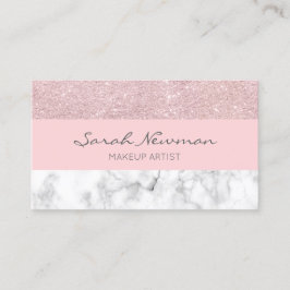 Eleganter girly RosengoldGlitter u. weißer Marmor Visitenkarte