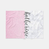 Eleganter girly RosengoldGlitter-Weißmarmor Fleecedecke (Vorderseite (Horizontal))