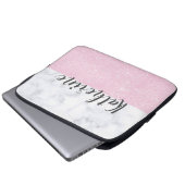Eleganter girly RosengoldGlitter-Weißmarmor Laptopschutzhülle (Vorne Knopf)