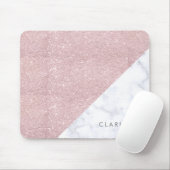 Eleganter girly RosengoldGlitter-Weißmarmor Mousepad (Mit Mouse)