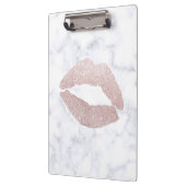eleganter girly RosengoldGlitterlippenweißmarmor Klemmbrett (Links)