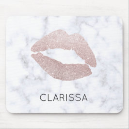 eleganter girly RosengoldGlitterlippenweißmarmor Mousepad