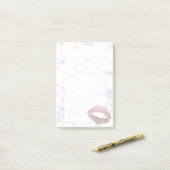 eleganter girly RosengoldGlitterlippenweißmarmor Post-it Klebezettel (Auf Schreibtisch)