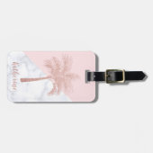 Eleganter girly RosengoldGlitterpalmen-Weißmarmor Gepäckanhänger (Vorderseite horizontal)