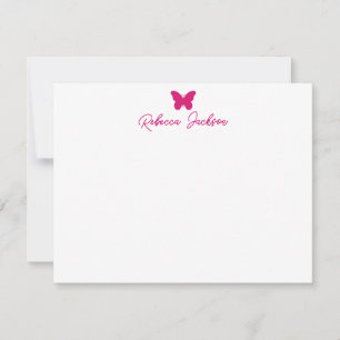 Eleganter, girly Schriftname Magenta Rosa Schmette Mitteilungskarte